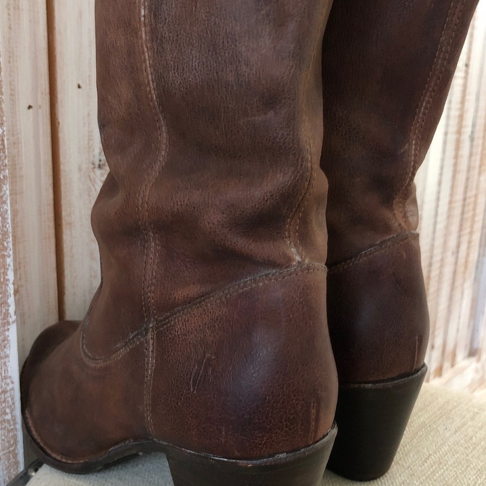Frye Tan Genuine Real Leather Riding Boots - Picture 6 of 14
